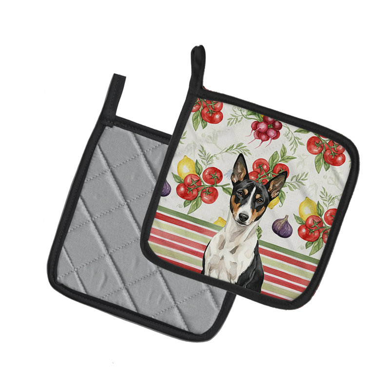 Paire de porte-casseroles à légumes basenji noirs et blancs, Noir / blanc