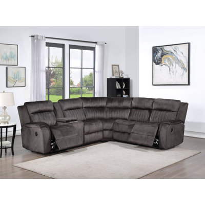 Adeodato Velvet Reclining L-Shaped Sectional Reversible