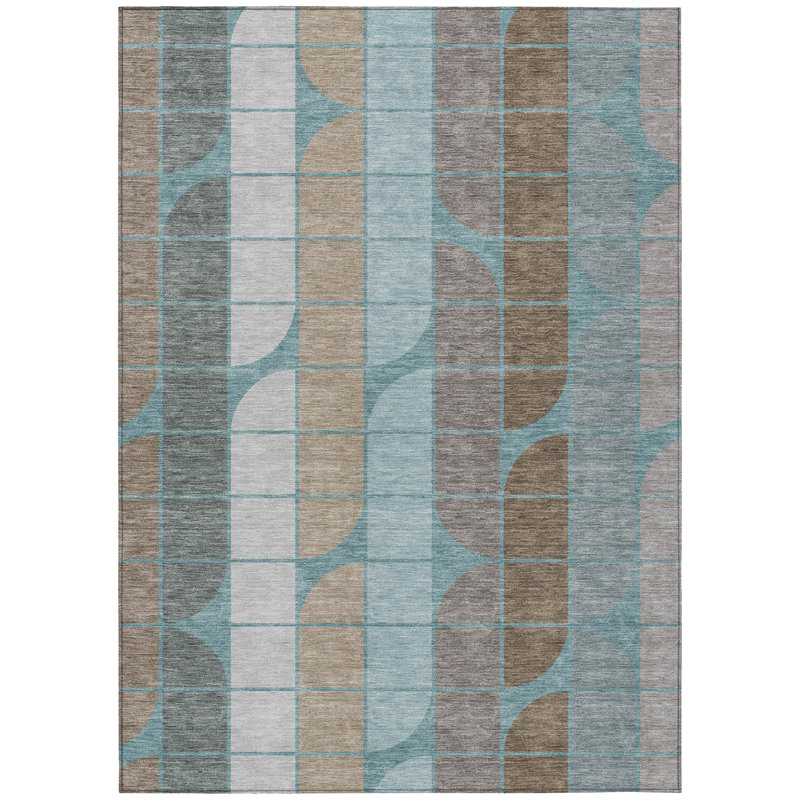 Machine Washable Indoor/Outdoor Chantille ACN2418 Mid-Century Modern Rug, Rectangle 10' x 14'