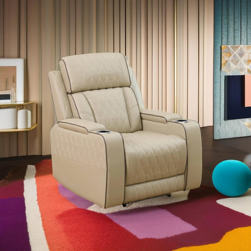 Fauteuil inclinable en cuir Star Stone, Beige