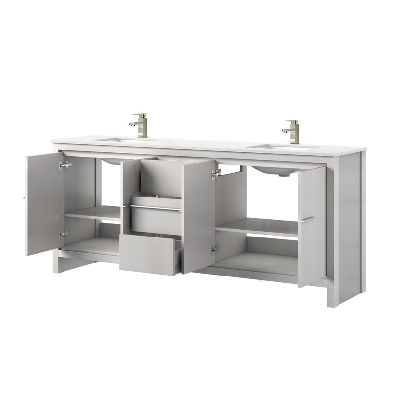 Lafarre 80" W x 20" D Double Bath Vanity Faucet Set, White, White Cultured Marble