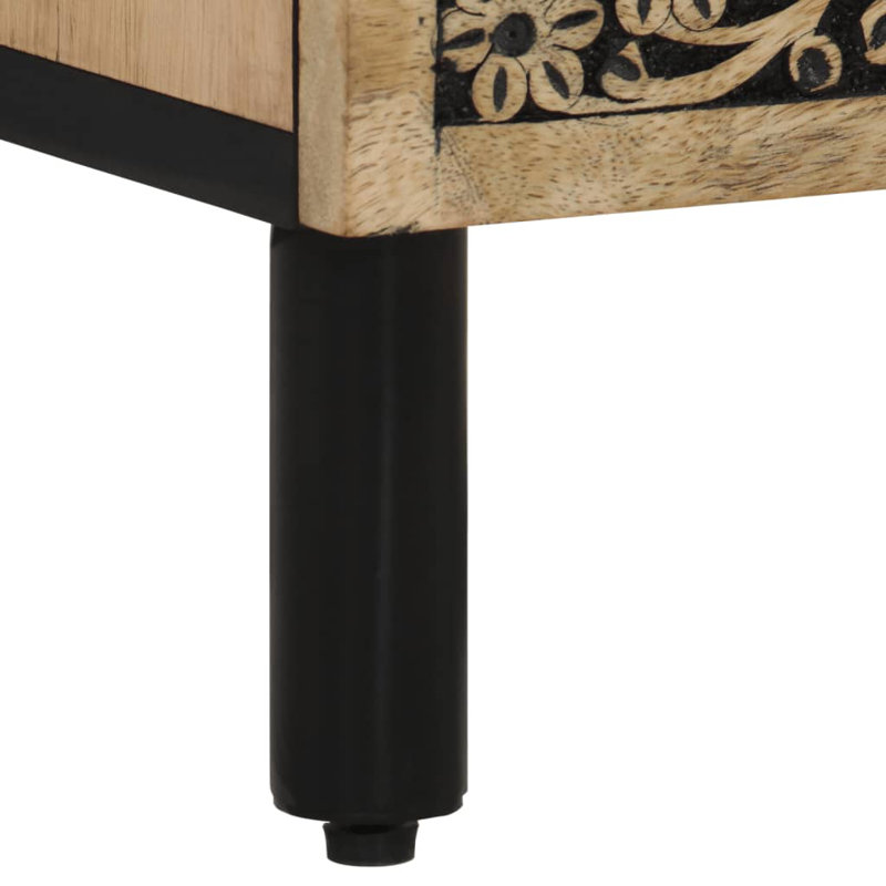 Table de chevet vidaXL Bois de manguier avec accents de fer