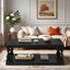 Table basse rétro avec pieds de colonne de vase, placage de pin et tablette inférieure