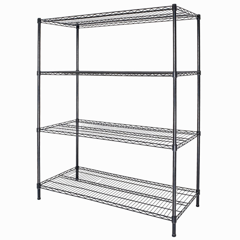 Étagères de rangement robustes en métal avec roulettes l 55,5 po x P 24 po x H 80 po, 4 niveaux réglables, capacité de 2400 lb, étagère de garage, rangement industriel roulant, noir