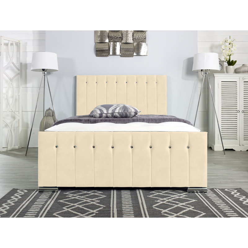 Fausley Upholstered Bed Frame, Cream, Super King (6')