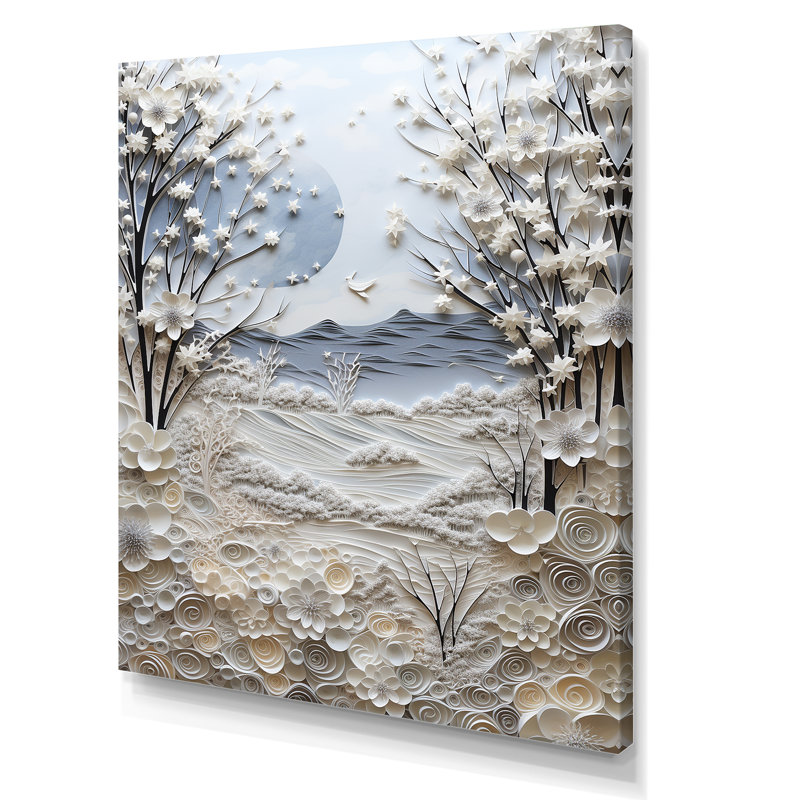 «White Winter Landscape Collage I», art mural paysage d'hiver, Toile tendue, H 32 po x l 24 po x P 1 po