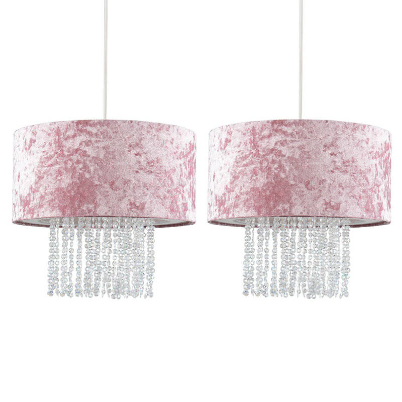 Boland 40cm H Plastic Drum Pendant Shade ( Clip On ), Pink Velvet