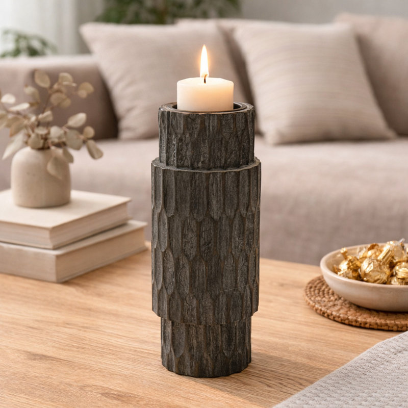 Porte-bougie en bois | Élégant porte-bougie en bois | 4 x 12 pouces, H 4 po x l 4 po x P 12 po