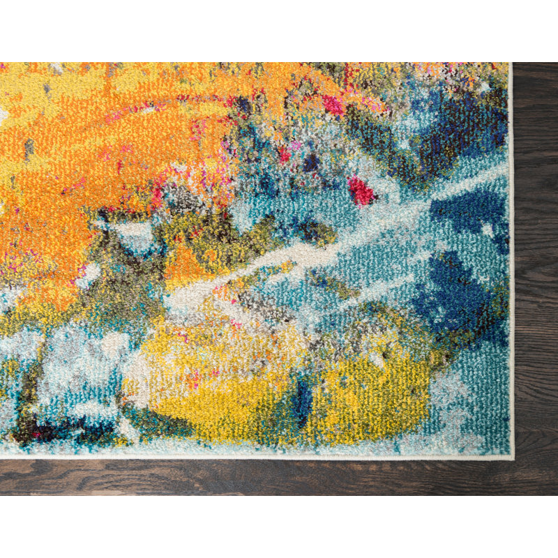 Glenarden Washable Abstract Indoor Rug, Rectangle 7'1" x 10'