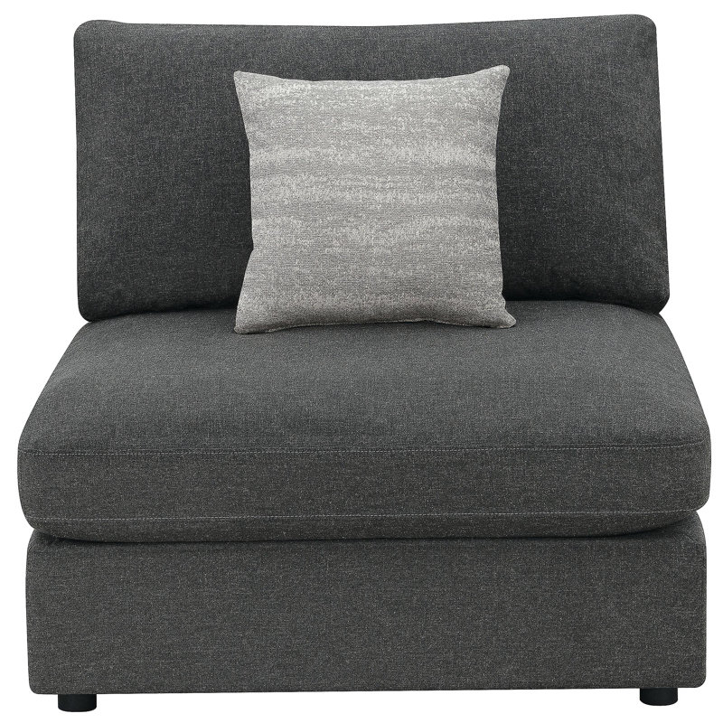 Duncan Charcoal Upholstered Armless Chair with Removable Cushions