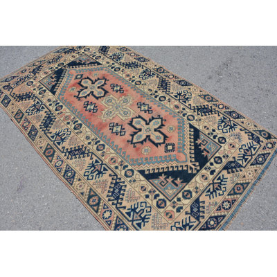3.9x6.4 ft Area Rugs, Bedroom Rug, Anatolian Rug, Turkish Rugs, Beige Floor Rug, Vintage Rug