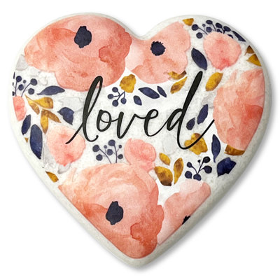 Heart Stone Pink Floral Loved