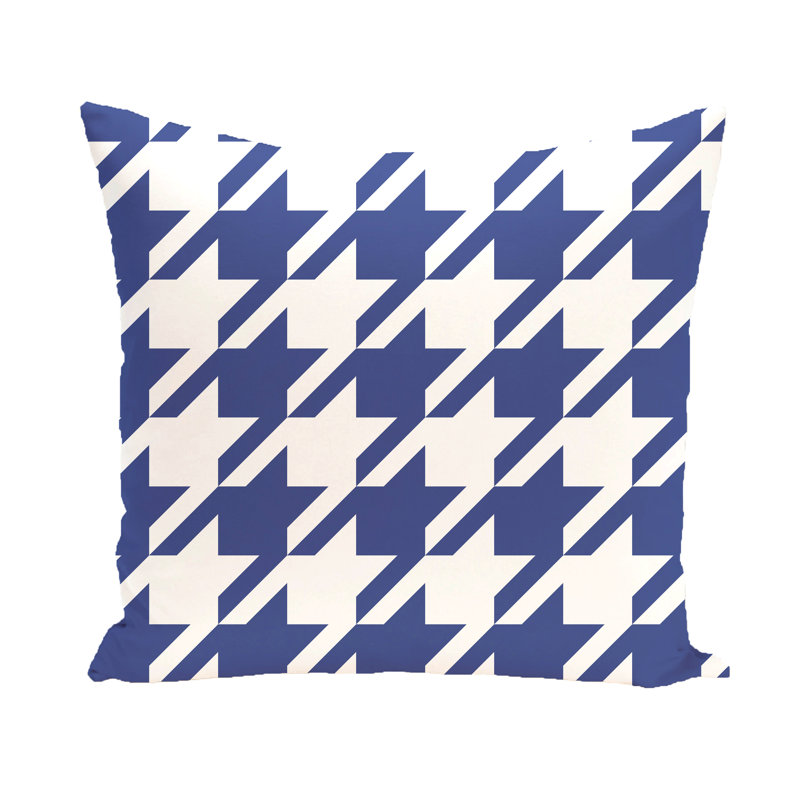 Housse et insert de coussin carré d'extérieur à imprimé géométrique Houndstooth, Suède bleu, 18 po x 18 po
