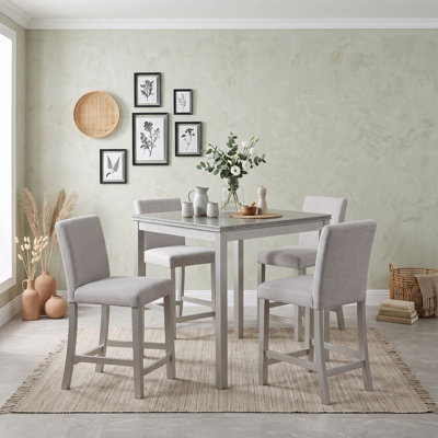 5-Piece Square Dining Set with Upholstered Chairs