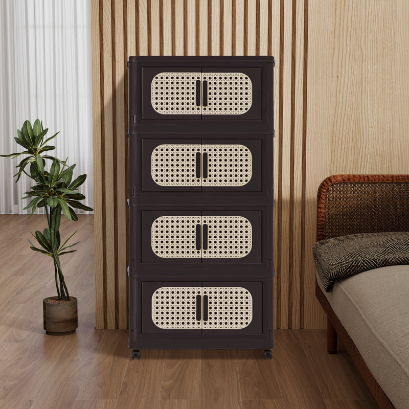 Bacs de rangement rétro pliables avec couvercles et roulettes, Noir, 4, H 39,57 po x l 19,69 po x P 11,81 po
