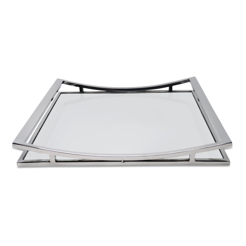 Plateau miroir carré, Argent argent