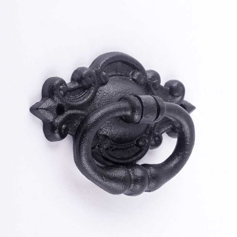 Antique Black Cast Iron Ring Cabinet Drawer Pull Handle