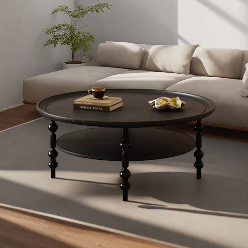 Table basse ronde Vintage, Noir, noir, noir, noir