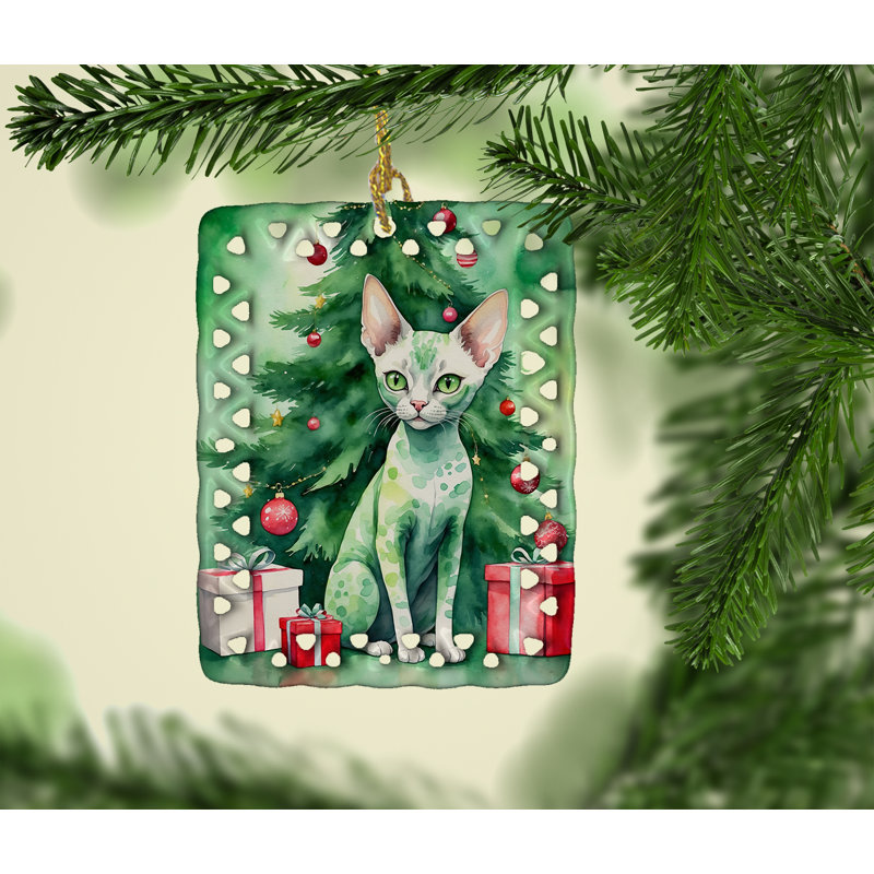 Ornement en porcelaine Devon Rex, Chat Devon Rex