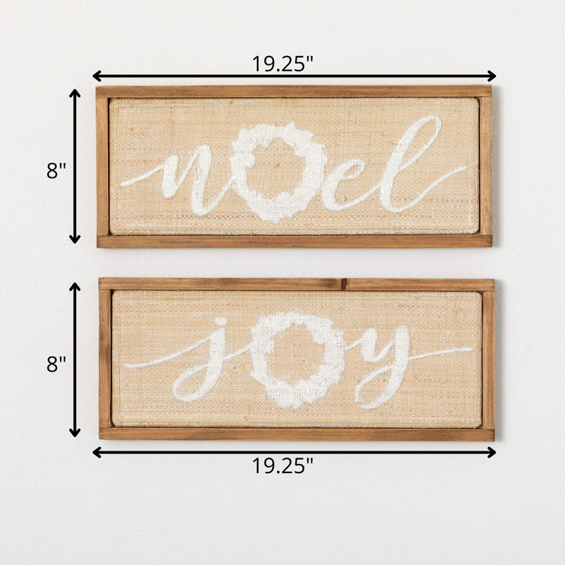 Ensemble de 2 décorations murales de Noël 19,25 ", brun-blanc