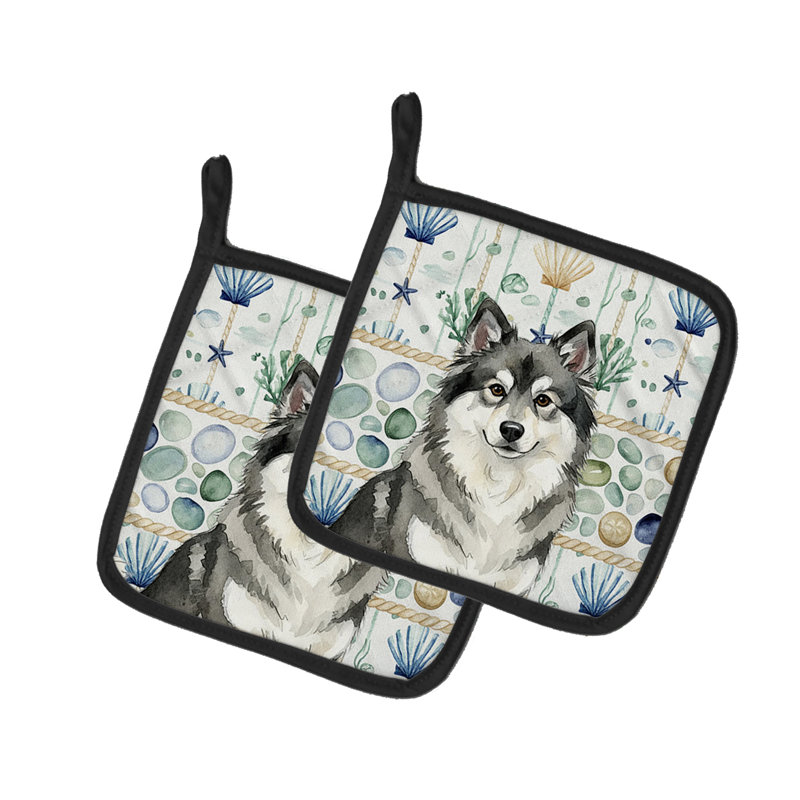 Paire de poignées en verre Keeshond