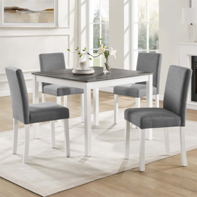 5-Piece Dining Table Set with 4 Chairs, Space-Efficient and Stylish for Compact Kitchens and Dining Rooms, Two Tone Design