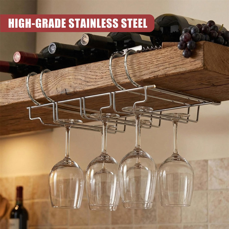 Hanging Wine Glass Rack Silver