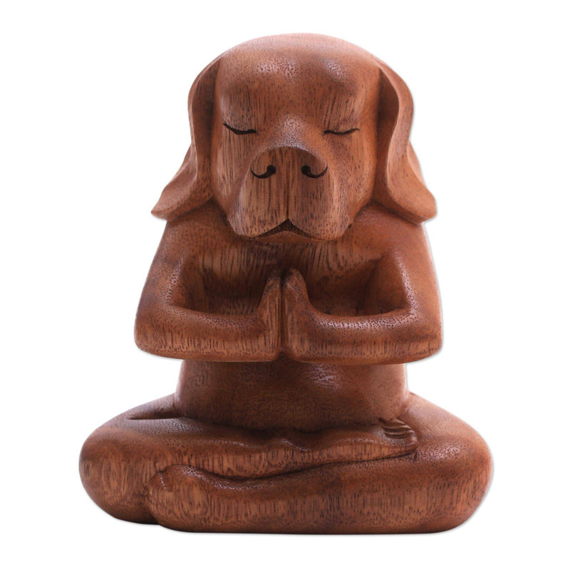 Figurine en bois yoga beagle Madelina