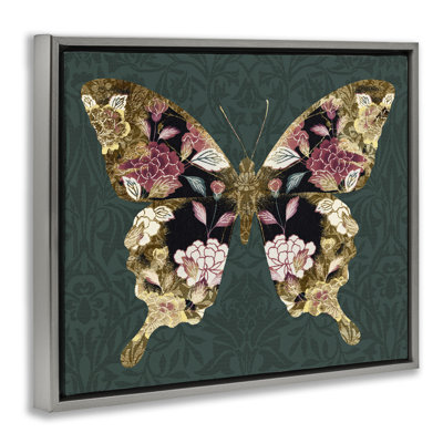 Art mural sur toile "Traditional Florals Butterfly" par Victoria Barnes