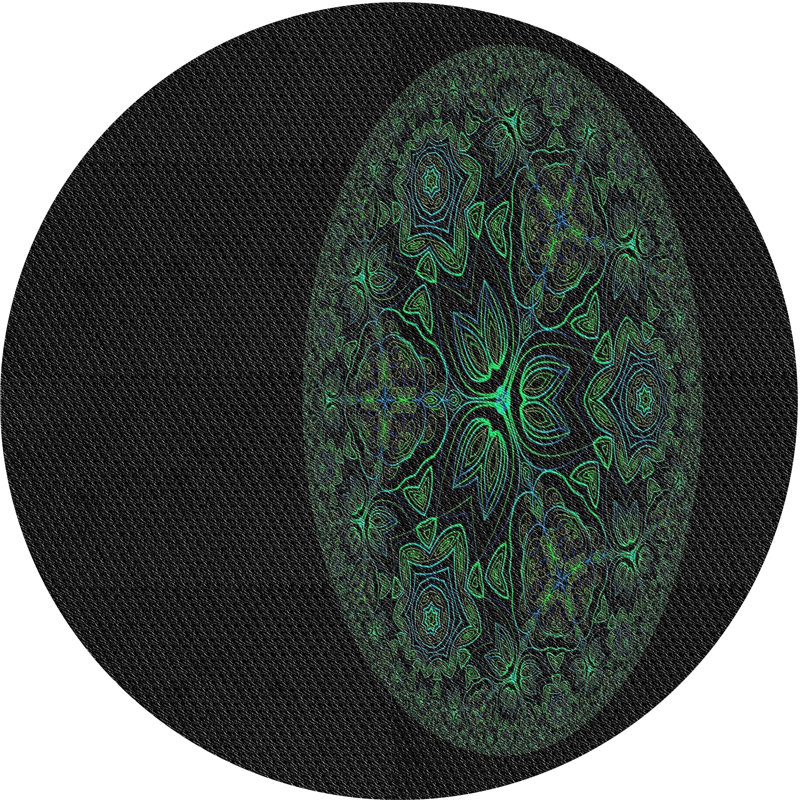 Tapis vert clair / noir Power Loom, Rond 5 pi
