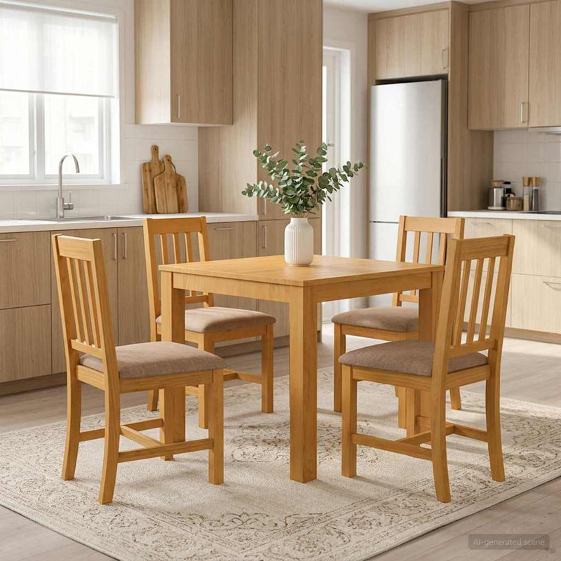 Solid Oak Dining Set, 5, Grey