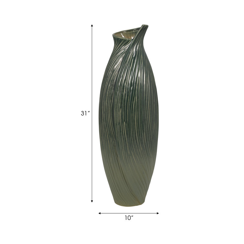 Rosamund Textured Stoneware Table Vase, 31" H x 10" W x 10" D