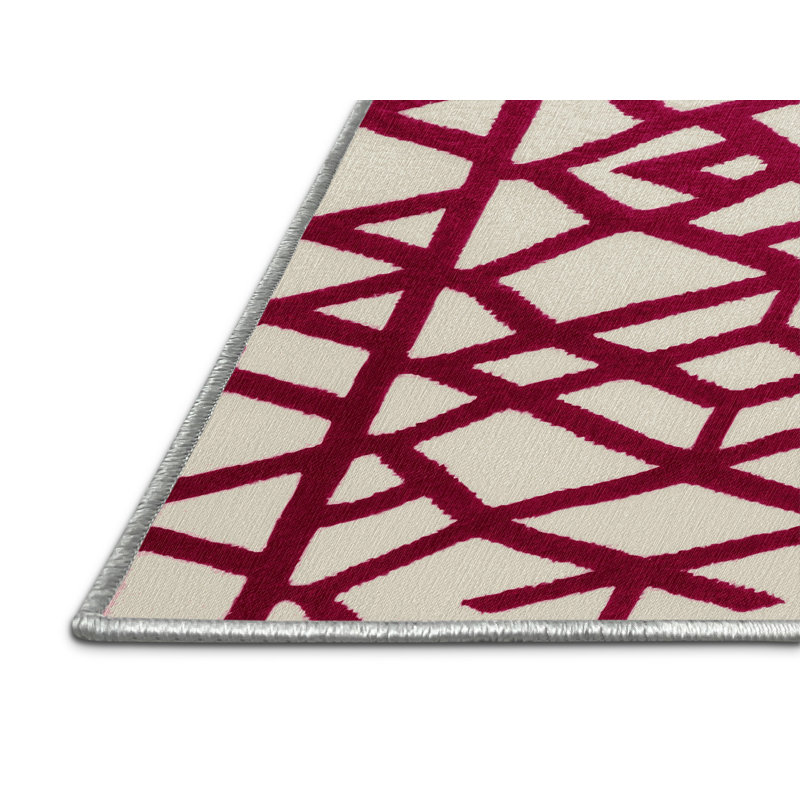 Tapis beige en treillis lavable à la machine, Rectangulaire 2 pi x 3 pi