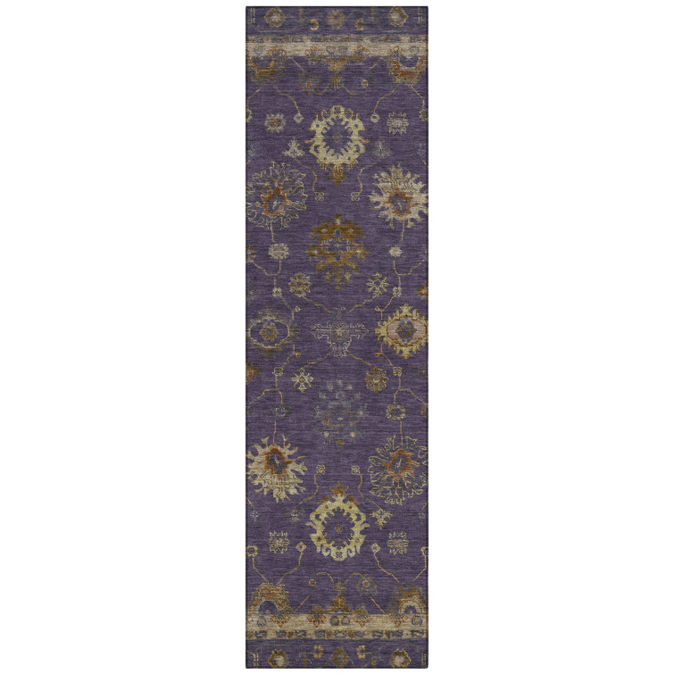Machine Washable Indoor/Outdoor Xhevrie Eggplant Rug