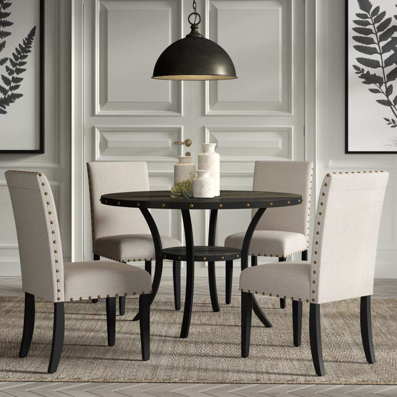 Carliana 4 - Person Solid Wood Solid Wood Top Four Leg Dining Set, Tan