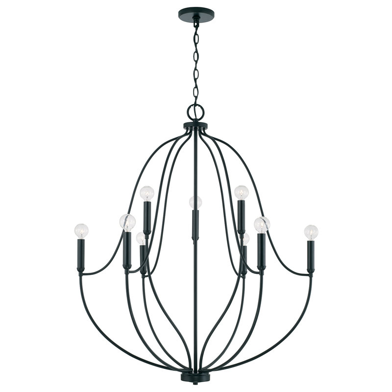 Madison 9 - Light Dimmable Empire Chandelier, Matte Black