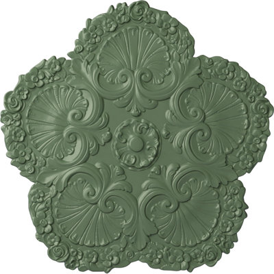 Endurathane Shell Ceiling Medallion, 25 5/8"OD x 1"P, Hand-Painted Athenian Green Finish