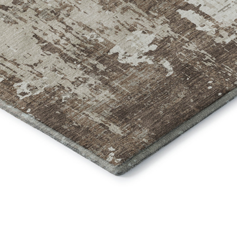 Premium Machine Washable Mayfield AMF1008 Abstract Rug, Round 8'