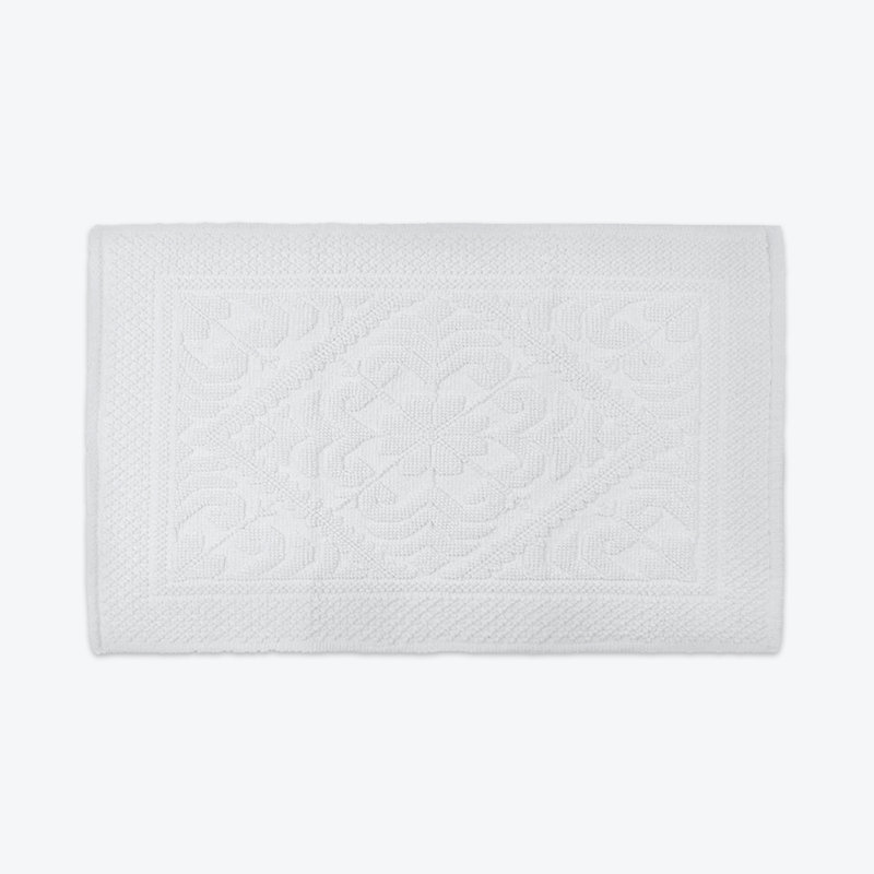Castleman Jacquard Damask Bath Mat, White