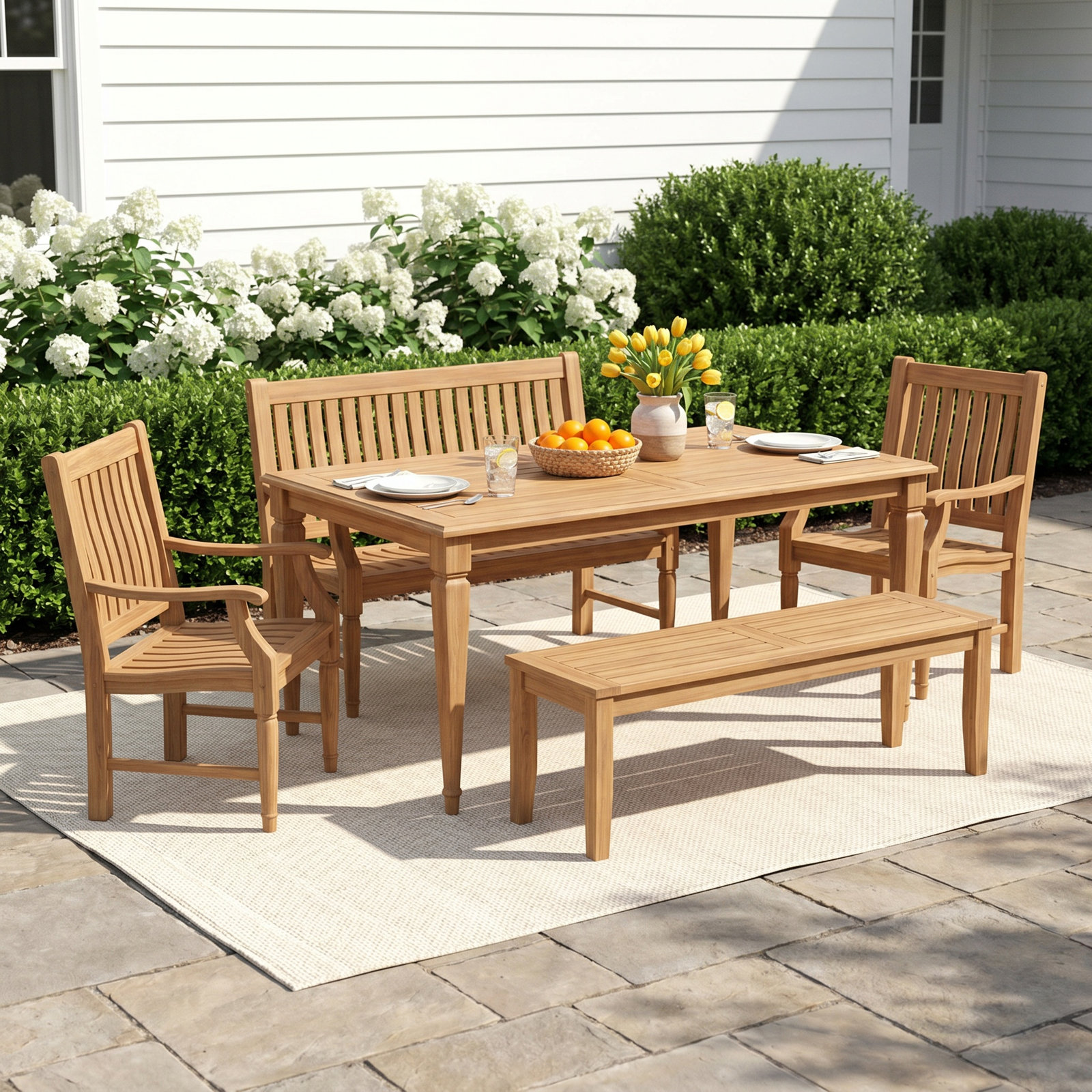Kratzer 72" Teak Patio Dining Set