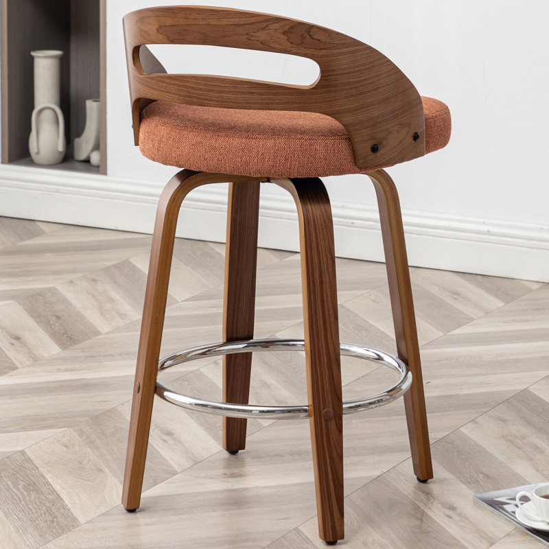 Modern Upholstered Swivel Counter & Bar Stool, Orange, Counter Stool (25.19" Seat Height)