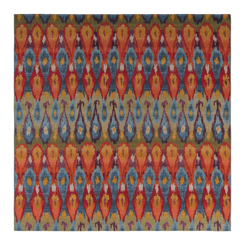 Newt Washable Ikat Indoor / Outdoor Rug, Square 10'