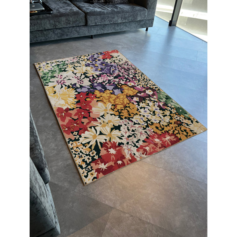 Tapis décoratif multicolore multicolore, Rectangle 4 pi 11 po x 7 pi 6 po