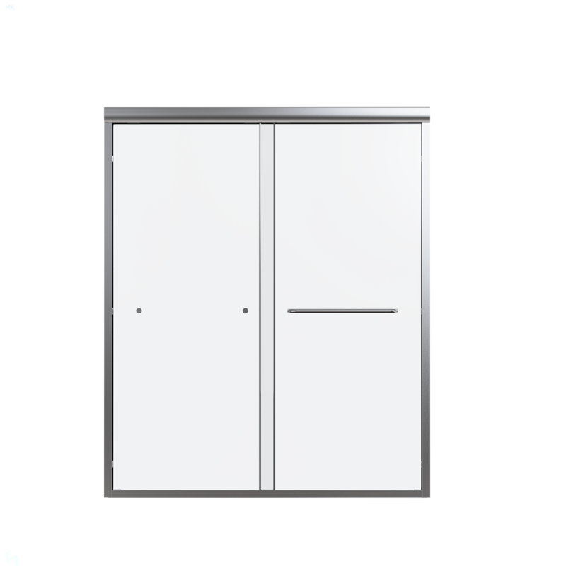 56"-60"W*72" H  Semi-Frameless Double Sliding Shower Door, Bypass Shower Door, 1/4" (6Mm) Thick SGCC Tempered Glass Door
