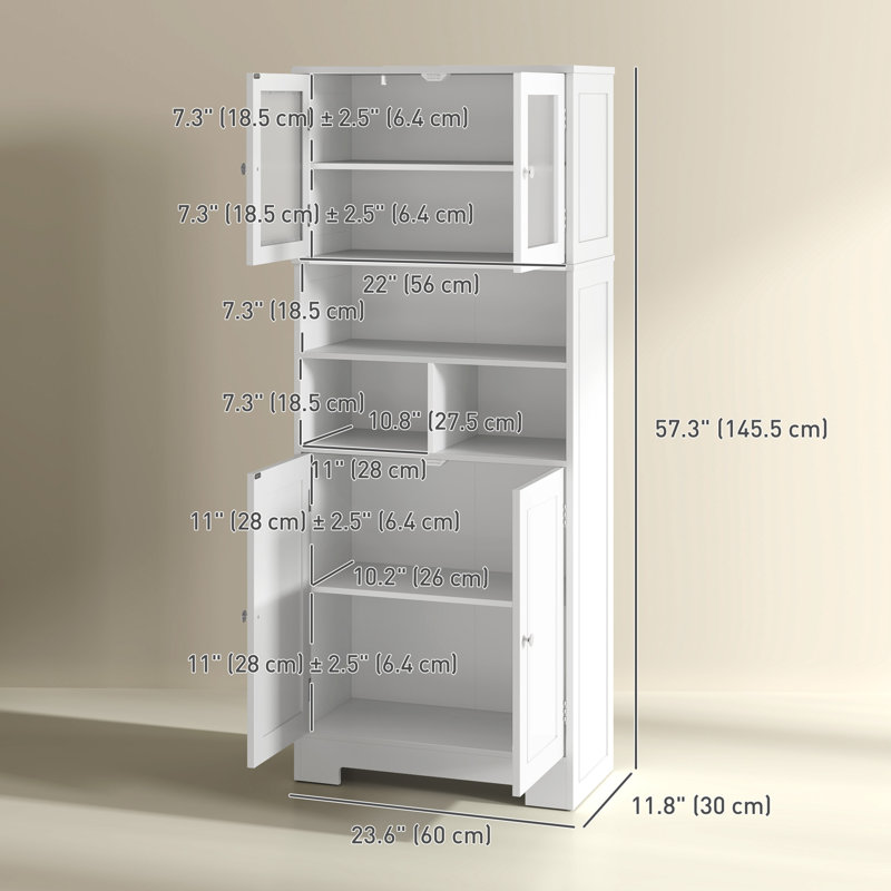 Armoire de rangement garde-manger moderne avec portes en verre blanc