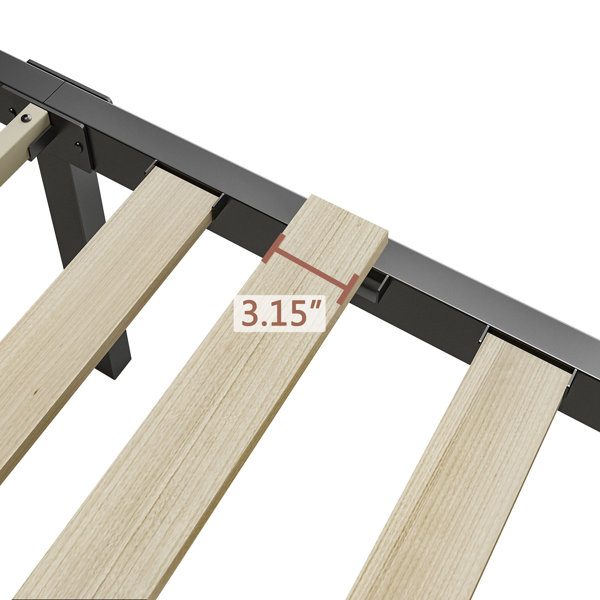 Ackerman 16 inch Bed Frame, Wide Wood Slats Heavy Duty Support Metal Platform, Noise Free, Non-Slip Alwyn Home Size: California King