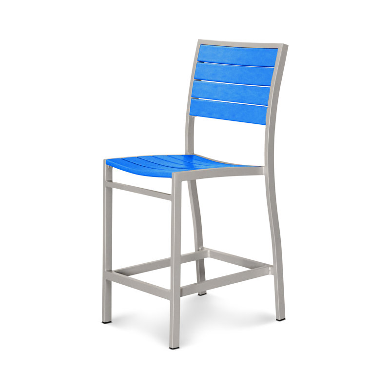 Chaise d'appoint de bureau POLYWOOD, Bleu pacifique, Bronze texturé
