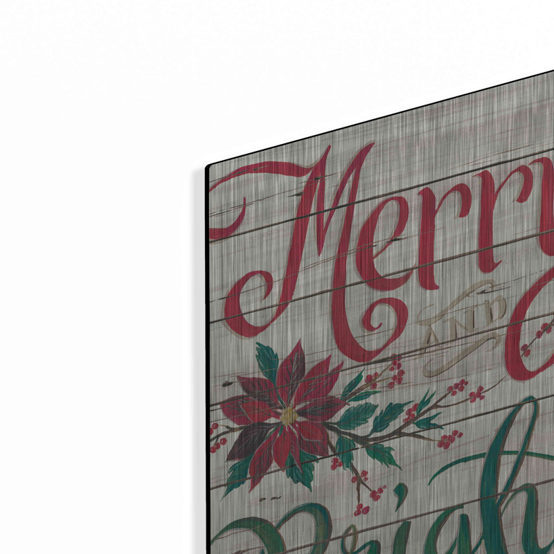 «Merry & Bright Shiplap» par Cindy Jacobs, art mural en métal, H 16 po x l 12 po