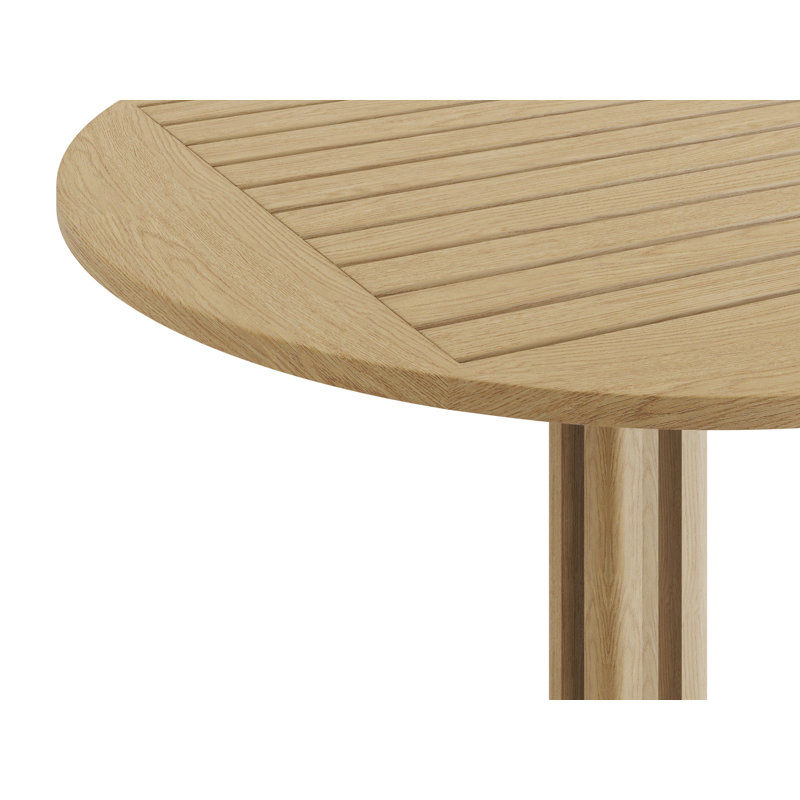 Round Ash Solid Wood Outdoor Bistro Table - 55 cm W 55 cm D, Light Brown