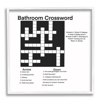 " Crossword Bathroom Puzzle Fun Toilet Game Sign " by Ashley Singleton